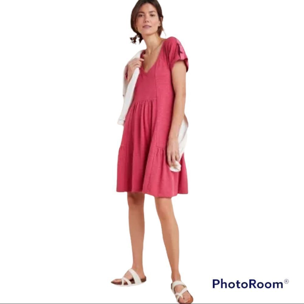 Saturday Sunday Kathie Anthropologie rolled short sleeves flounced tunic dress